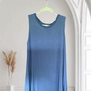 LOGO by Lori Goldstein High Low Tank Top Chiffon Scoop Neck Blue A261148 LRG